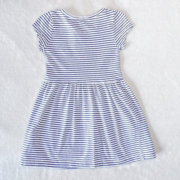 Carter's Toddler Girls Short Sleeve Dress | Skater | White Navy Stripe | 2T - Picture 2 of 7